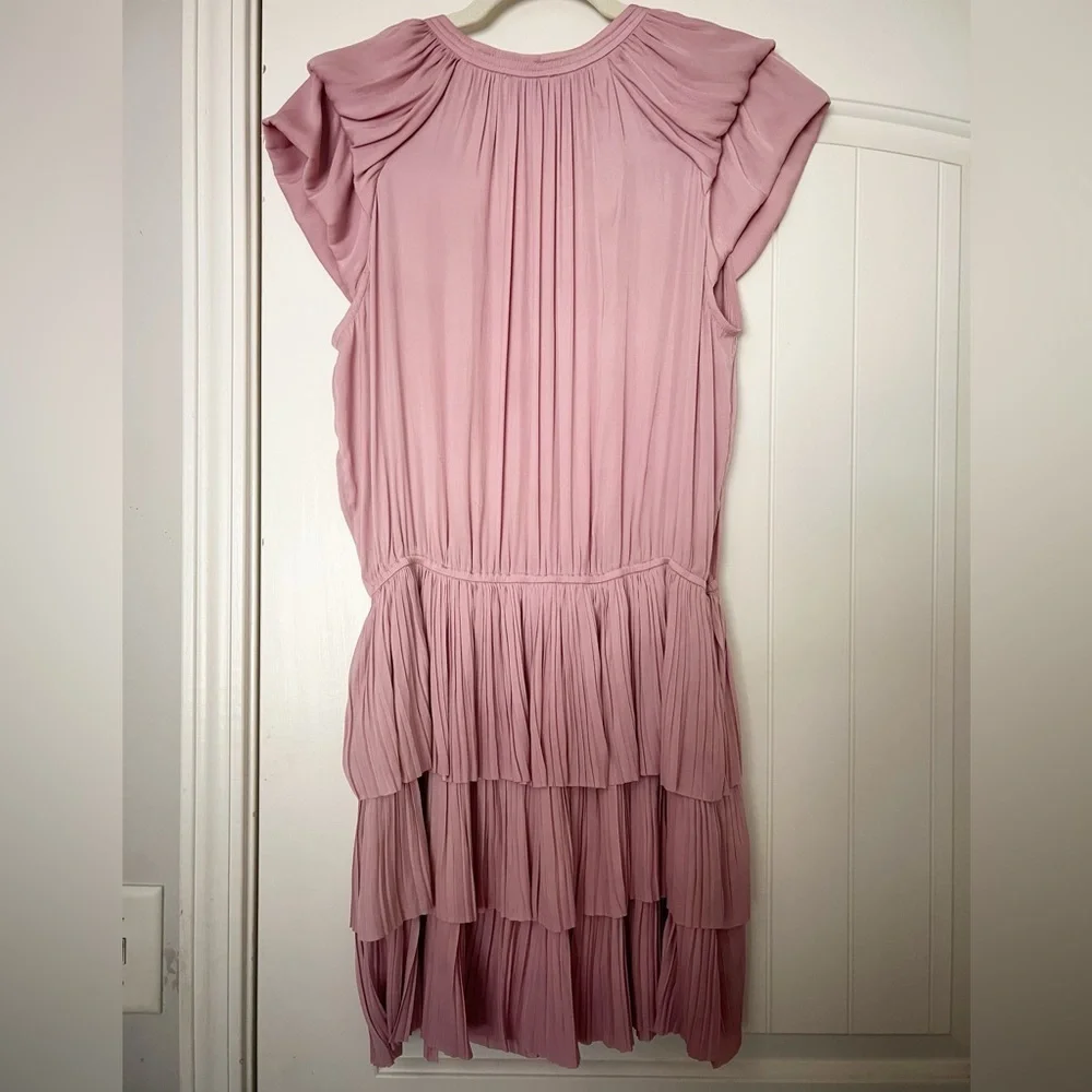 Current Air Short Sleeve Tiered Mini Dress Pink